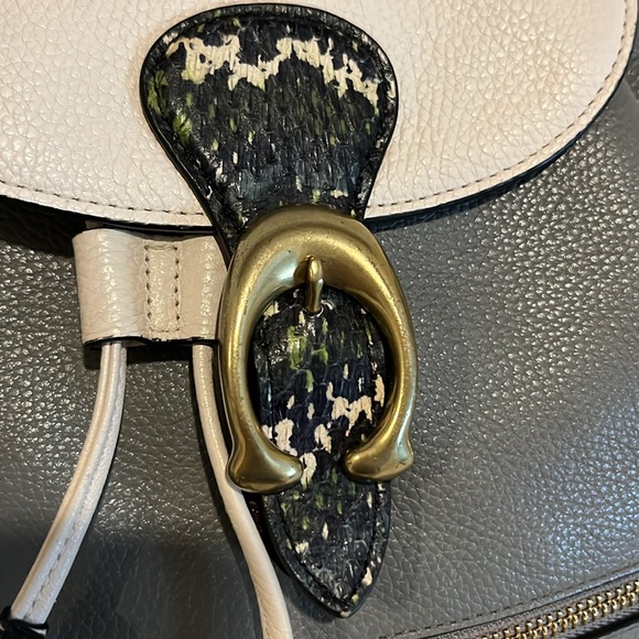 COACH Colorblock Snake Print Leather Evie backpack EUC - Picture 2 of 13
